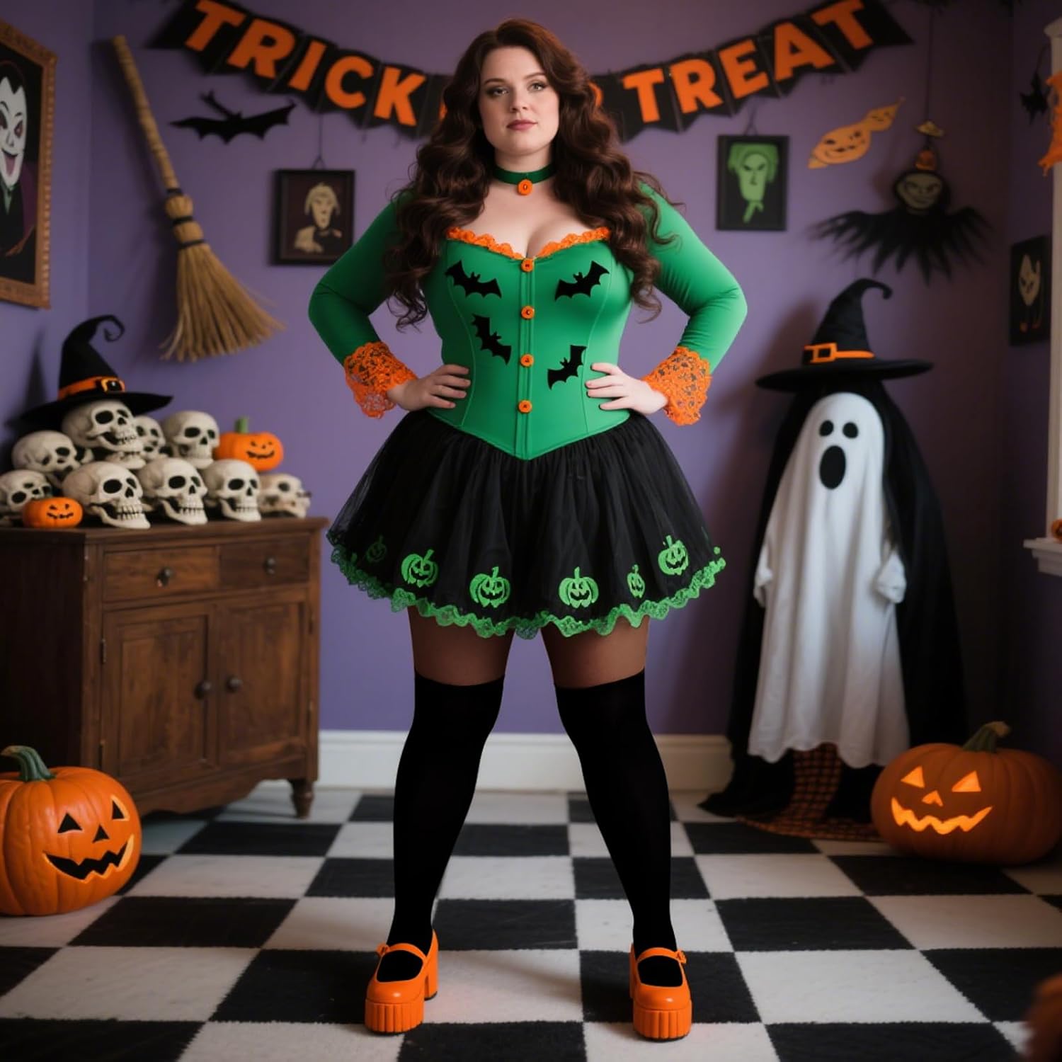 Yilanmy Plus Size Faux Thigh High Stockings for Women, Mock Thigh High Tights Faux Over the Knee Pantyhose Queen Size - Image 6