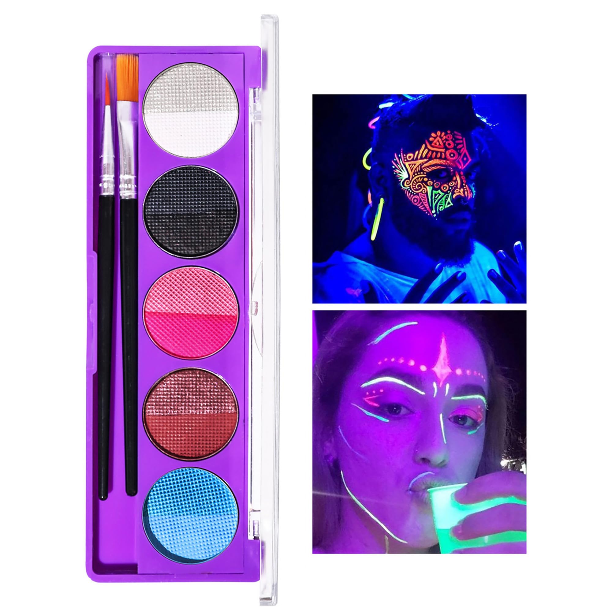 10 Colors Water Activated Eyeliner Palette,Water Activated Eyeliner,Neon Pigment Self Glowing Palette,Costume Halloween and Club Makeup Art Paint (02)