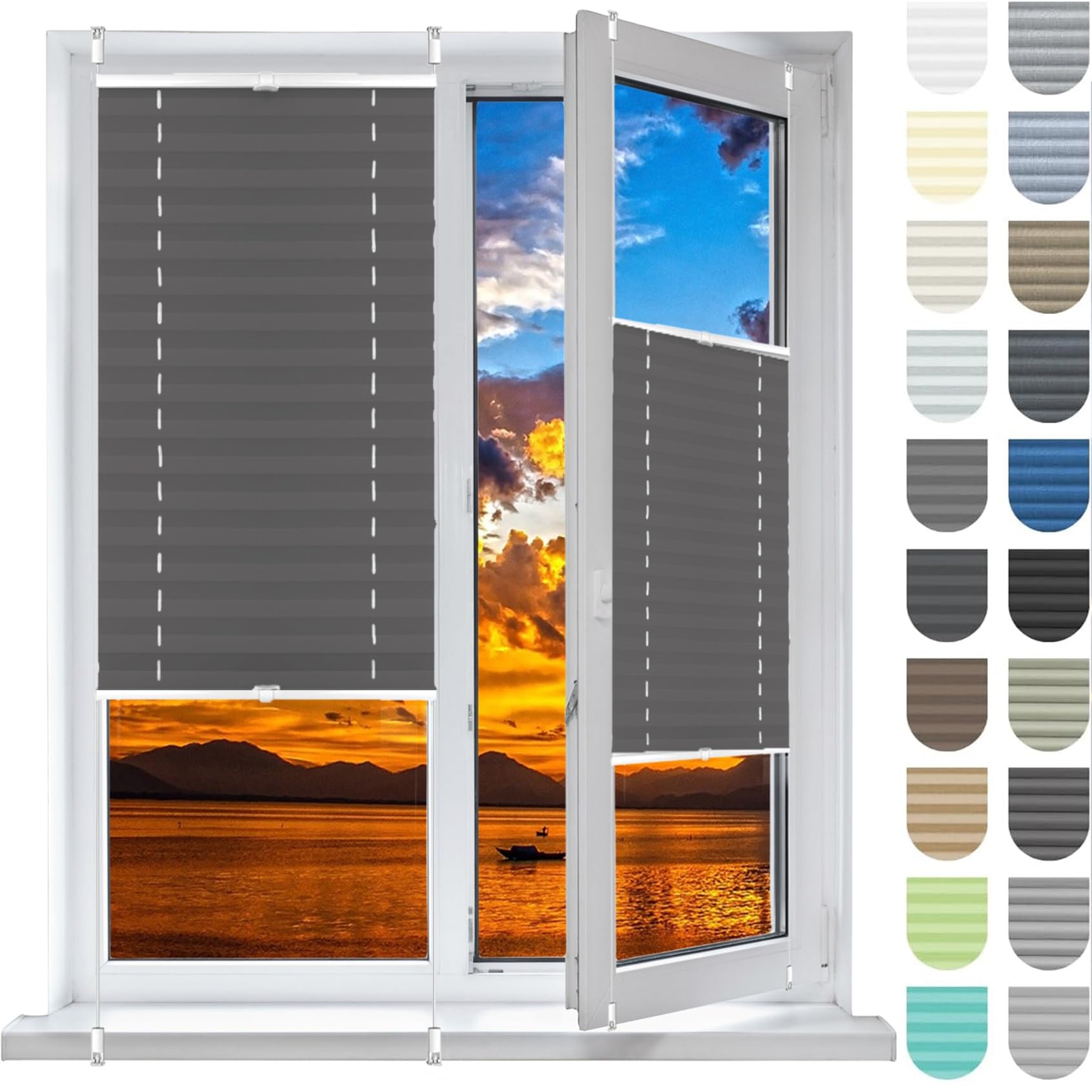 Estor Enrollable Estores sin Taladrar 20 x 80 cm, sin Taladrar, Opaco, Deja Pasar La Luz, Tela Oscurecedora Ventana Portátil, Estores Térmicos Blackout, para Ventanas, Puertas, Gris