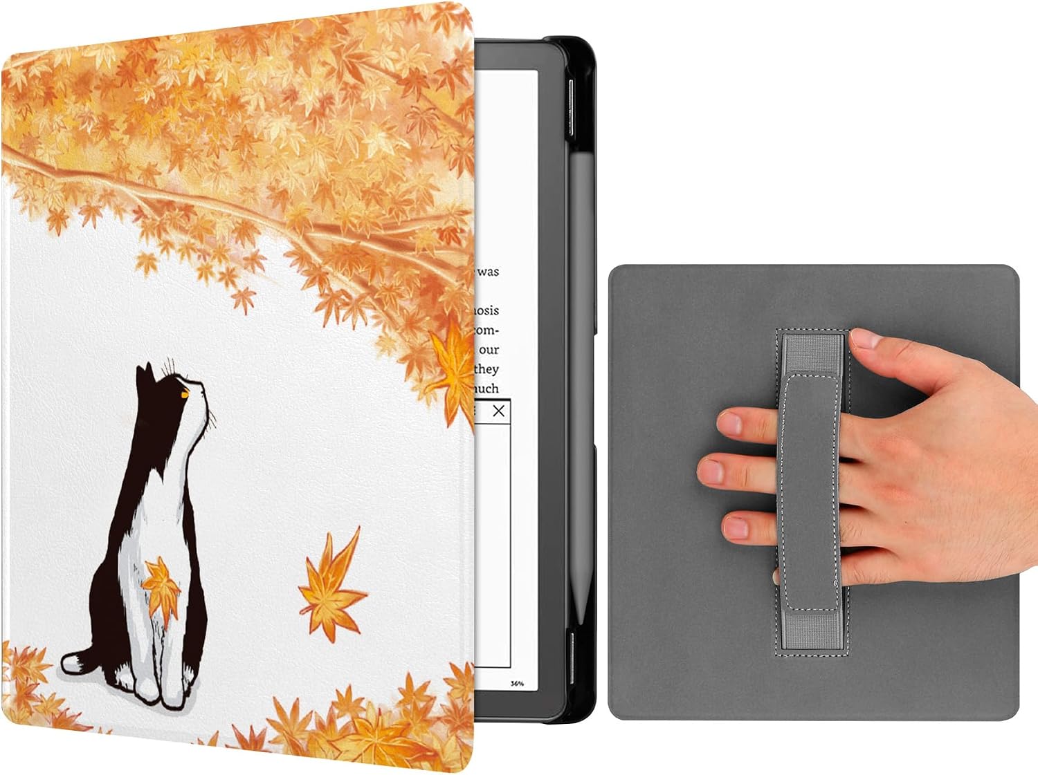 YoungMe Case for Kindle Scribe (10.2"", 1th Generation, 2022 Release) with Hand Strap, Hard PC Smart Case with Auto Wake/Sleep Function with Pen Holder for Kindle Scribe 10.2 inch (Maple Cat)