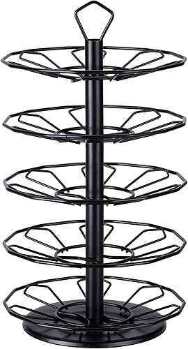 Miniatura 11 de FlagShip Carrusel para tazas K de 3 niveles para soporte de cápsulas Keurig de metal, instalación de bricolaje, pequeño para almacenamiento de