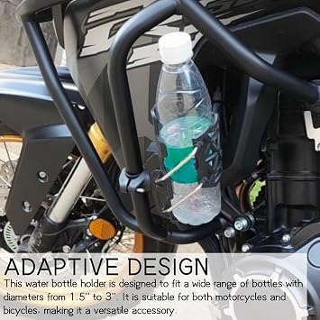 Adaptive Motorcycle Bicycle Water Bottle Holder - Automatic Clamping Cup Cage for 1.5'' - 3'' Bottles, Universal Bike Cup Holder, 360 Degree Rotatable (White)