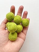 Vista 5 de 2.5 cm handmade felt balls - Wholesale Bulk Quantity 50 - Fall Leaf Colors Pumpkin, Cranberry, Gold, Almond, Lime, Dark Green - 100% Wool Poms for
