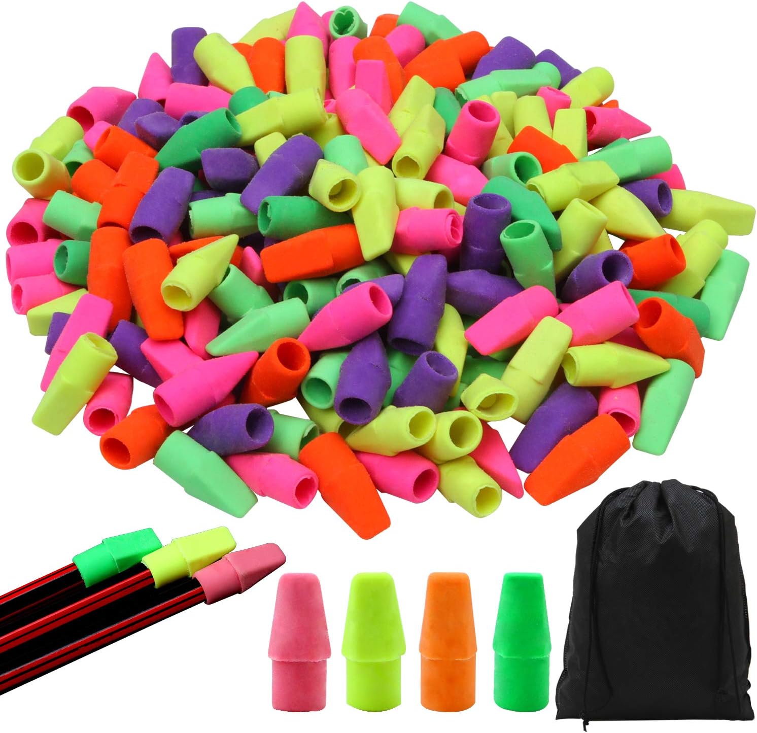 Resinta 200 Pieces Pencil Eraser Caps Pencil Eraser Toppers Pencil Top Eraser Caps