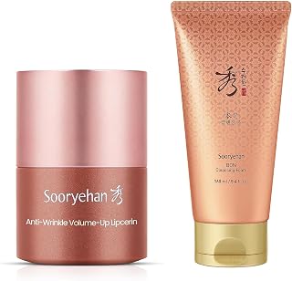 Sooryehan Volume Up Lipcerin (0.5fl oz) & Bon Cleansing Foam (5.4fl oz) - Korean Skincare Herbal Ginseng Cleanser for Hydration & vitality