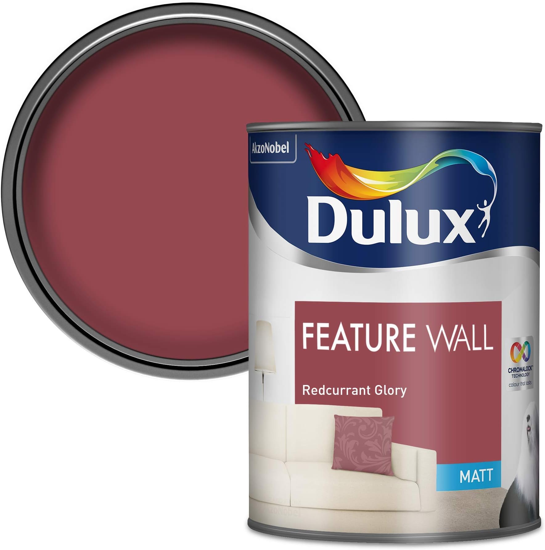 Dulux Feature Wall Matt Emulsion Paint - Redcurrant Glory - 1.25L