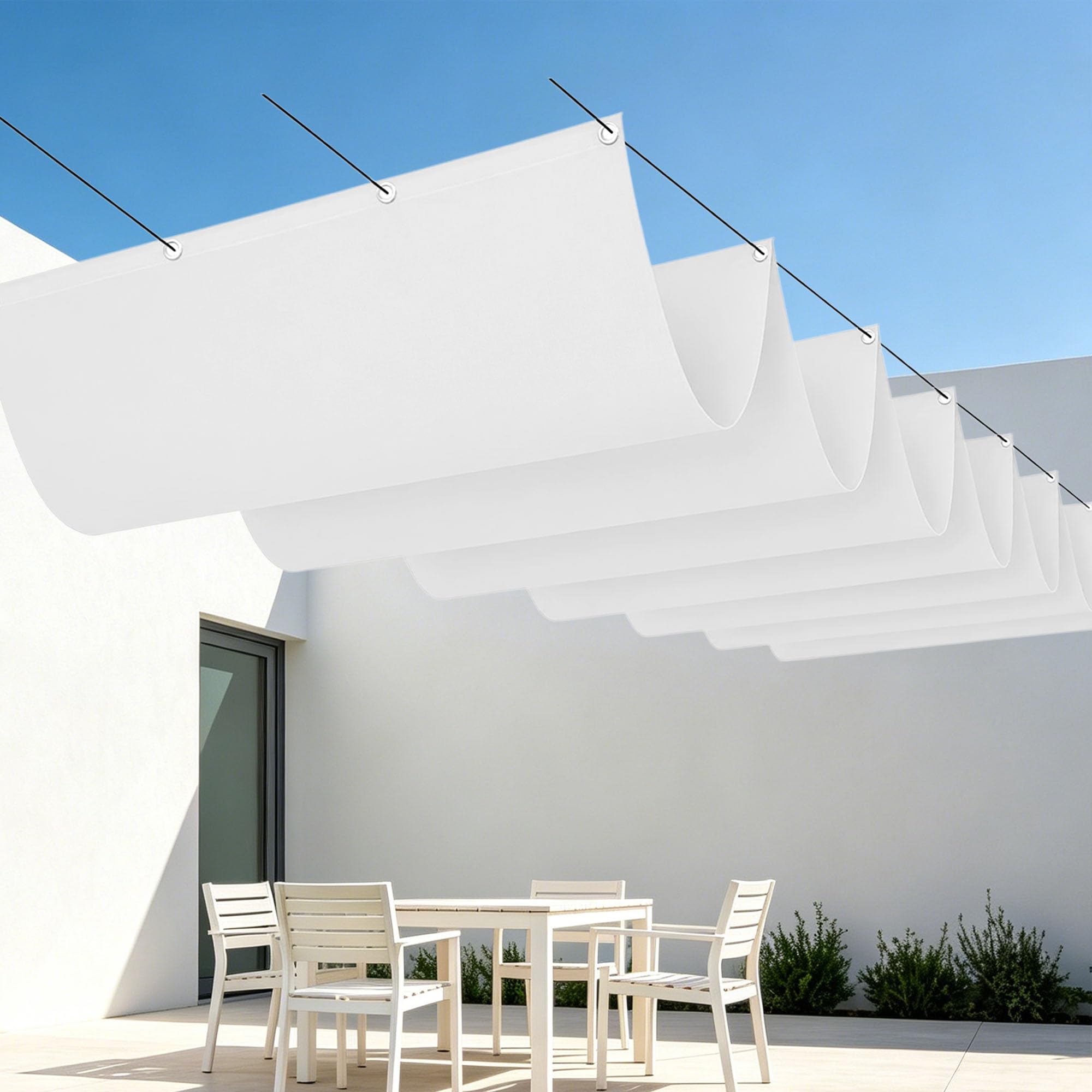Toile d'ombrage rétractable et imperméable avec œillets pour grand jardin