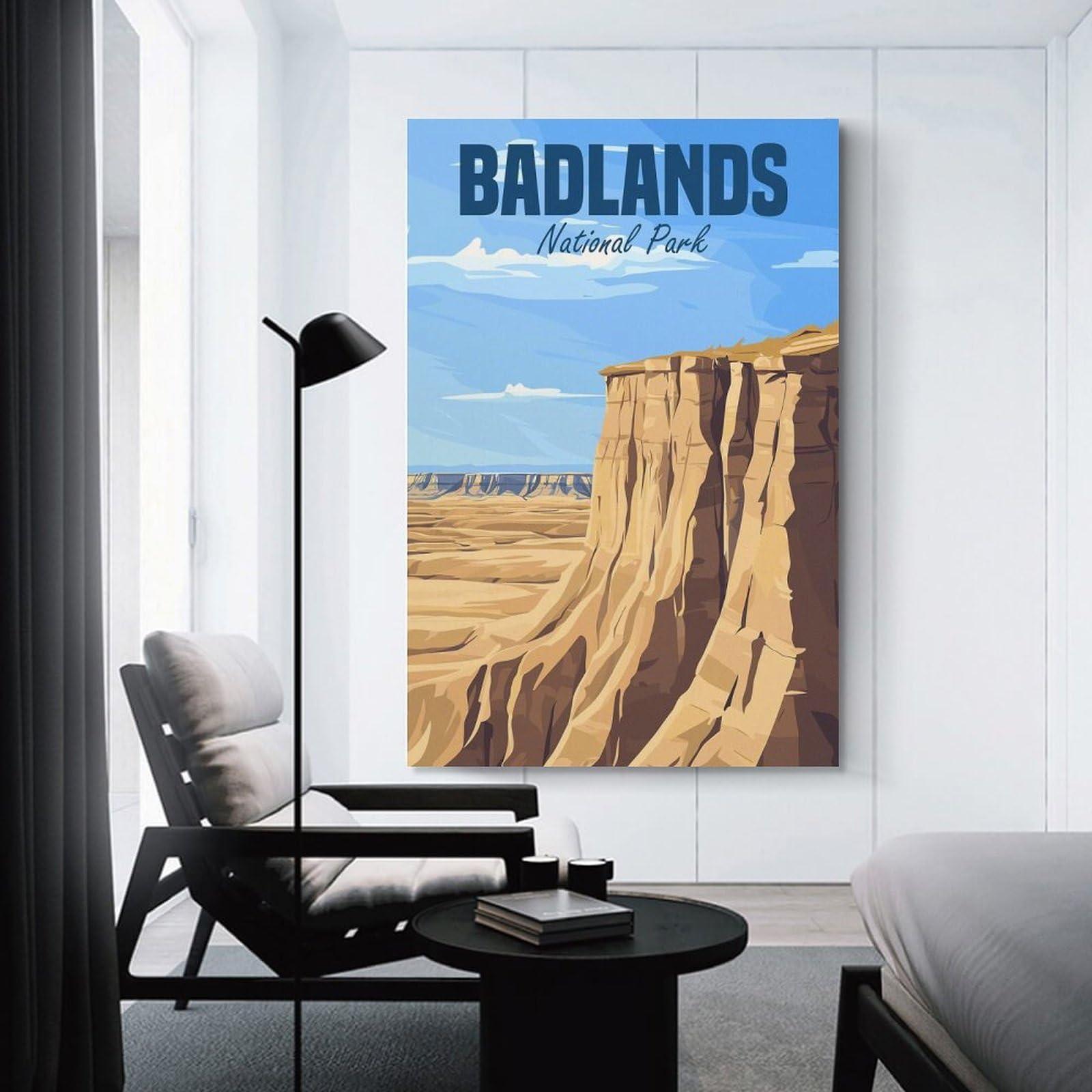 Junmoney Canvas Wall Picture Badlands National Park, 20x30inch(50x75cm), for Calm Bedrooms, Home Corners Or Flats, Decorative Wall Art for Cosy Rooms