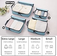 Vista 67 de BAGAIL 4 juegos/6 juegos/8 cubos de compresión para embalaje, accesorios de viaje, organizadores de embalaje expandibles (malla cuadrada, 06-beige)