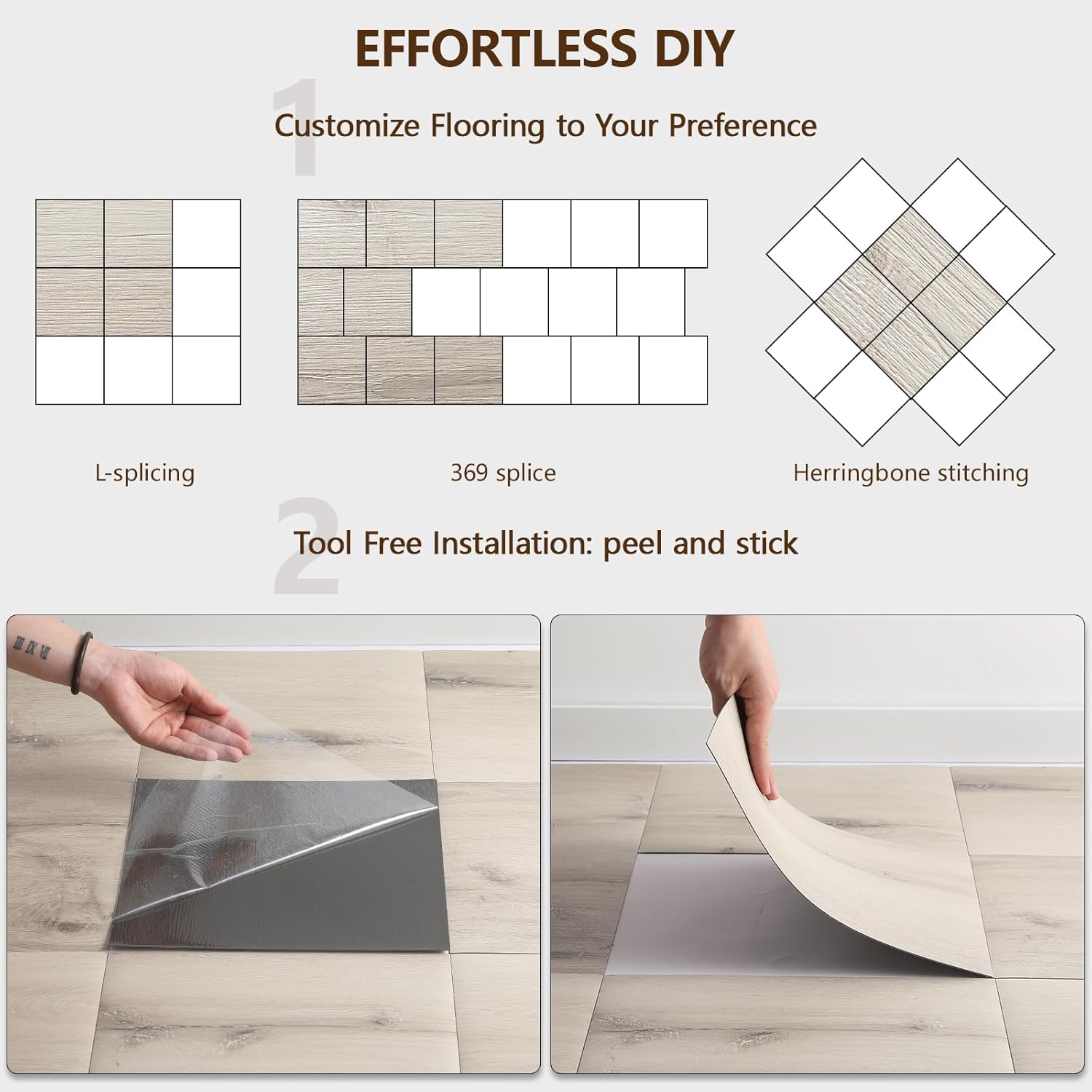 Peel and Stick Floor Tile, 30-Pack 12 x 12 inch Vinyl Flooring, Real Wood Look Self-Adhesive Luxury Vinyl Tiles, Easy DIY for Kitchen, Bedroom and Living Room, Cover 30 Sq. Ft, Oslo Oak