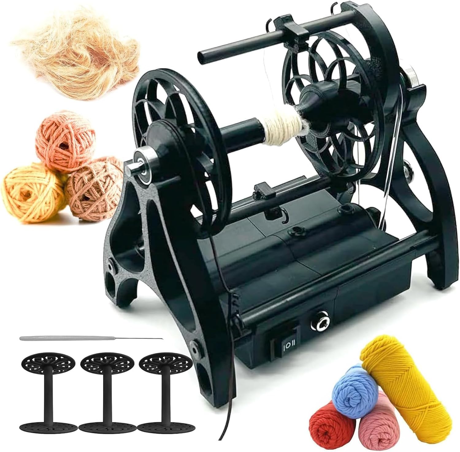Electric Spinning Wheel with Forward/Reverse Switch and High-Speed Motor for Yarn Crafting,Green