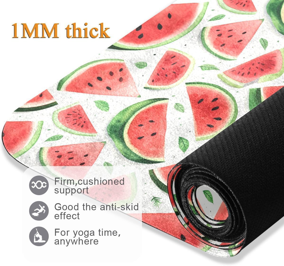 ALAZA Watercolor Watermelon Yoga Mat Non Slip Fitness Exercise Mat, Workout Mat for Yoga, Pilates and Floor Exercises