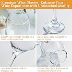 Wine Glasses Set of 6, 12oz Classic Stemmed Glasses, Thick & Clear, Dishwasher Safe Stemware for Red or White, Gift for Party, Holiday, Anniversary, Restaurant, Home Bar, Daily Use