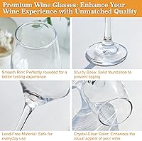 Vista 3 de Juego de 6 copas de vino clásicas de 12 onzas, gruesas y transparentes, aptas para lavavajillas, para rojo o blanco, regalo para fiestas