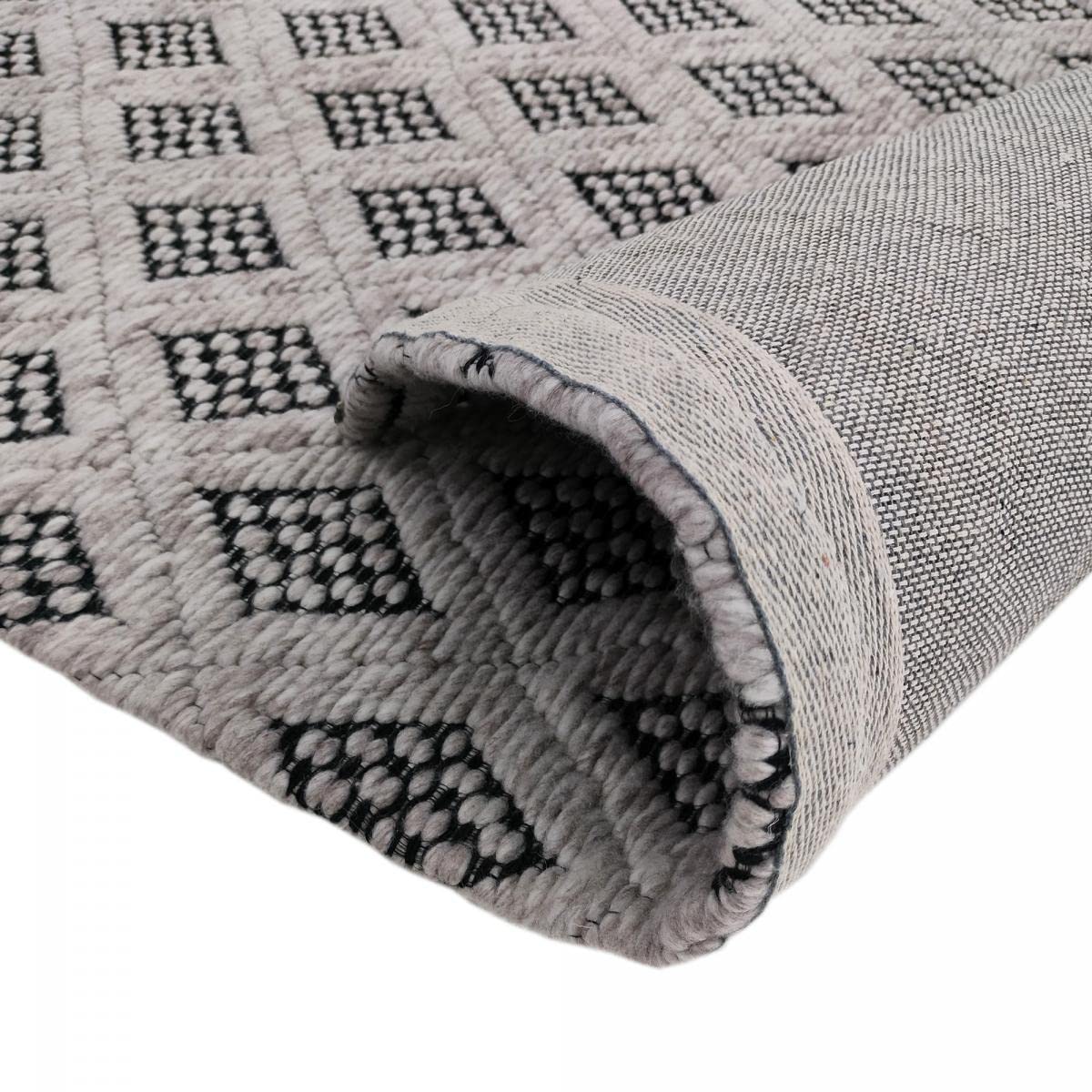 IMPALO Tapis Kilim, 200 X 290 Cm, Motif Géométrique, Crème, Noir, Tissé À La Main en Inde, Style Graphique pour Grand Salon, 8207
