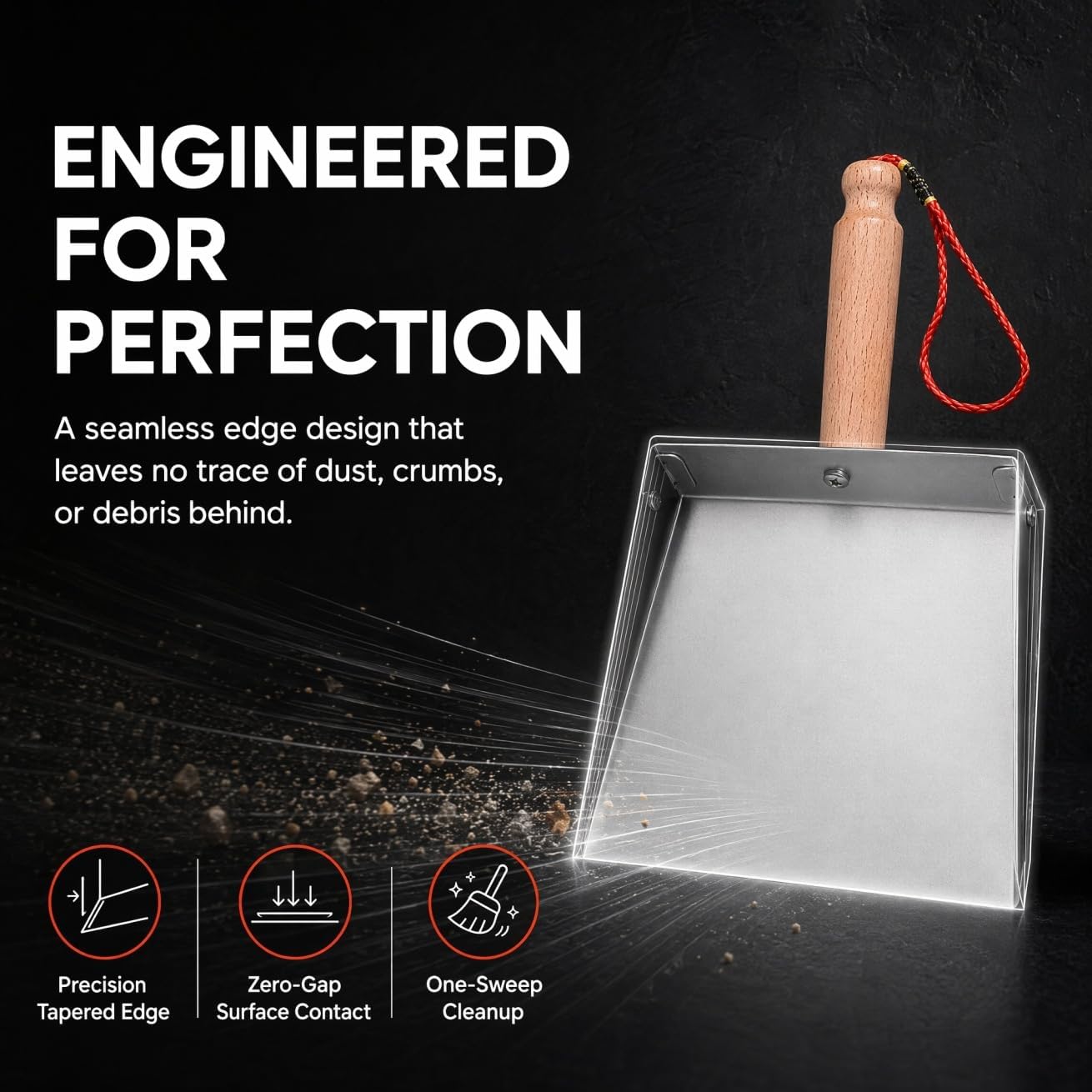 Mini Stainless Steel Dustpan - Small Metal Dust Pan with Short Handle