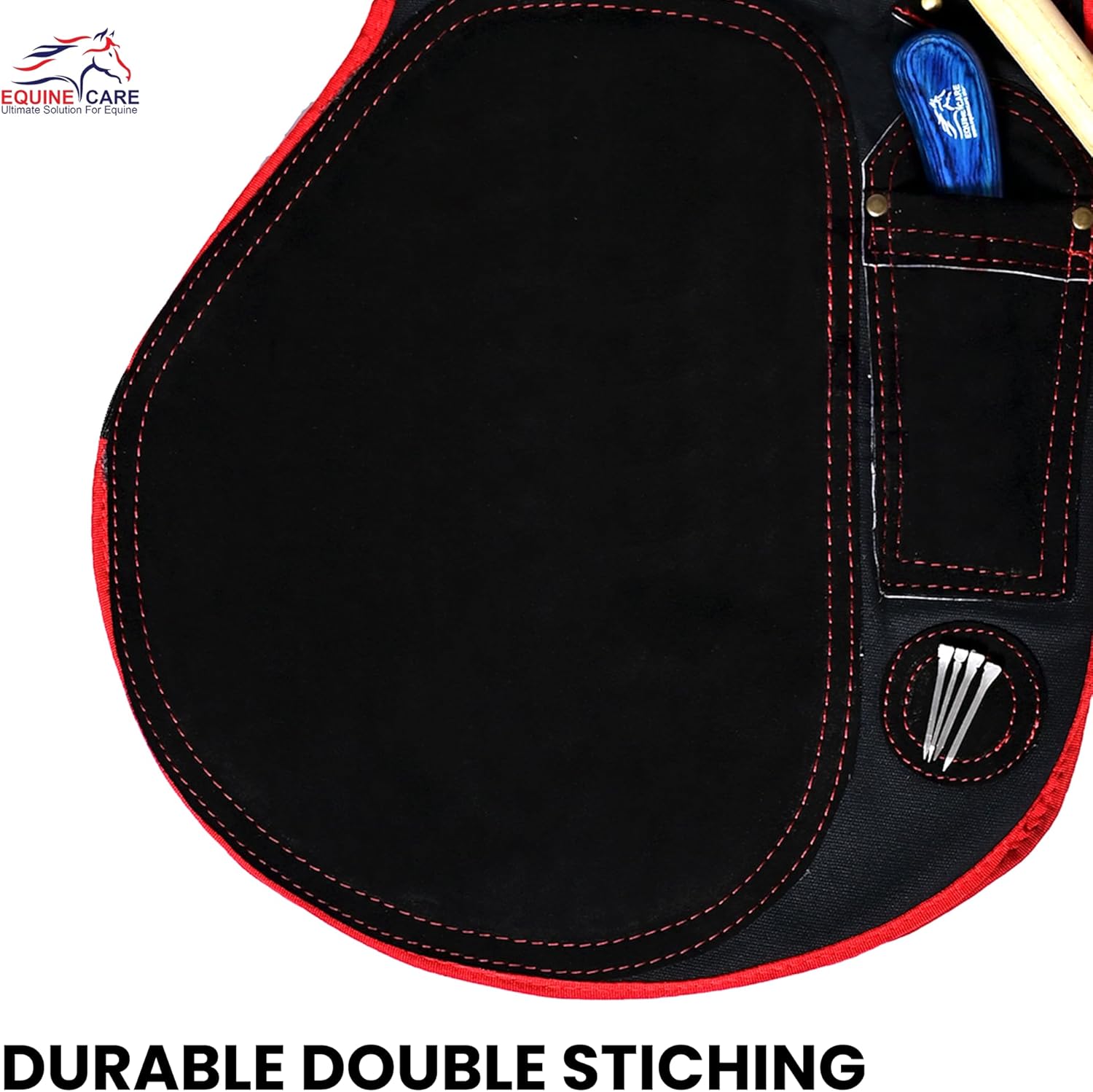 Equine Care Farrier Apron Chaps – 2mm Cowhide Suede Leather, 500 GSM Canvas, 23" Length, Adjustable Waist (28–52"), Ambidextrous Knife Pockets, Magnets & Loops – Horseshoeing & Hoof Trimming.