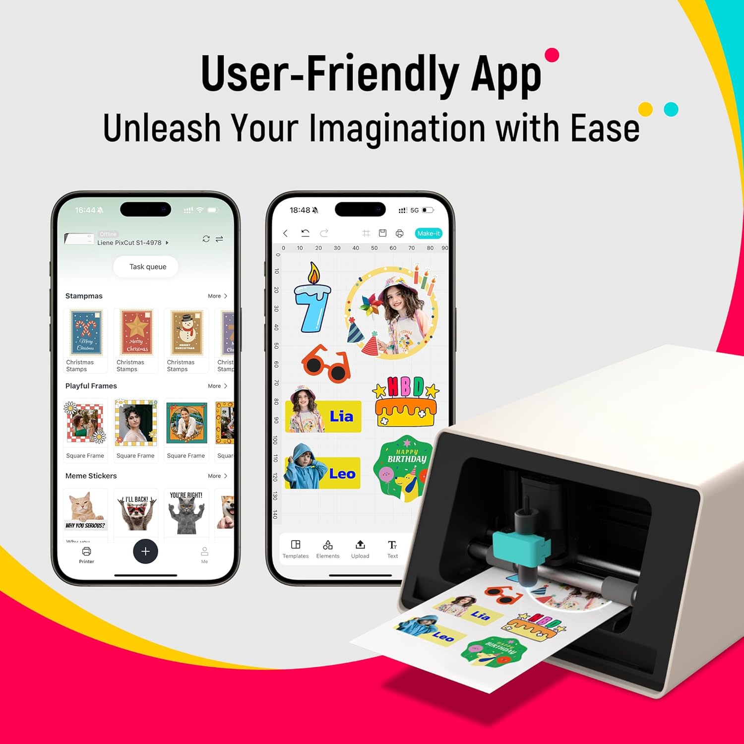 Liene PixCut S1 Color Sticker Printer & Cutting Machine - All-in-One Sticker Maker for DIY Crafts, Custom Labels & Gifts. Thermal Dye-Sublimation Photo Printer, 300 DPI, Precise AI Auto-Cutting - Image 8