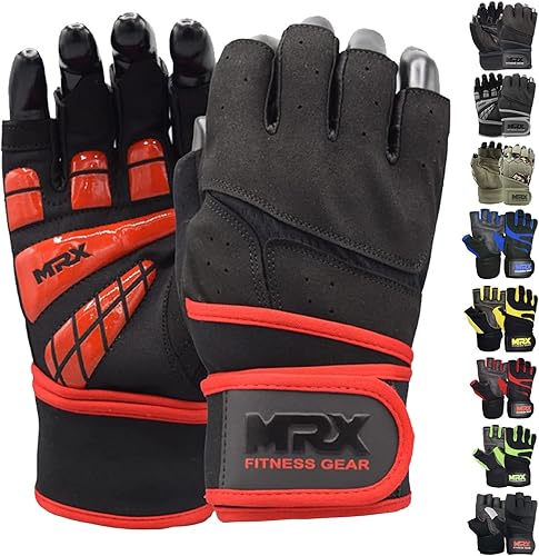 Miniatura 26 de MRX - Guantes de levantamiento de pesas para hombres, guantes de entrenamiento para hombre, guantes de levantamiento de muñeca, guantes de gimnasio