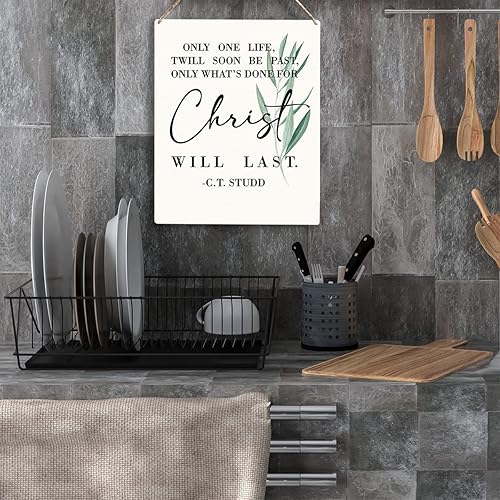 Miniatura 4 de Arte de pared cristiano Only One Life Twill Soon Be Past Only What's Done For Christ Will Last Letrero colgante de madera con versículo bíblico