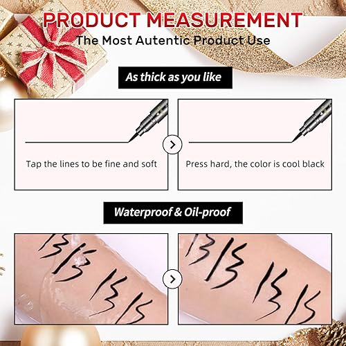 Miniatura 4 de Erinde Juego de 6 lápices delineadores de ojos de doble cabeza, plantilla negra, herramienta de tatuaje delineador de ojos alado, maquillaje de ojos