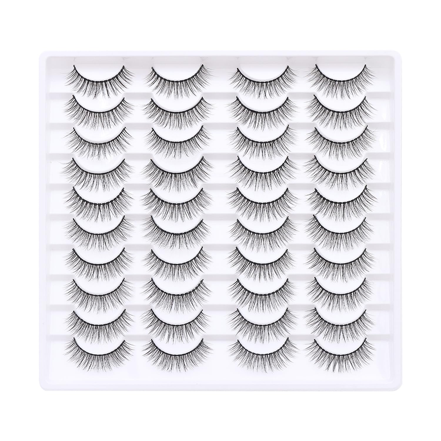 Azenlo False Eyelashes 20 Pairs Wispy Lashes Faux Mink Lashes 14mm 3D Fluffy Cat Eye Lashes （style 20-063)