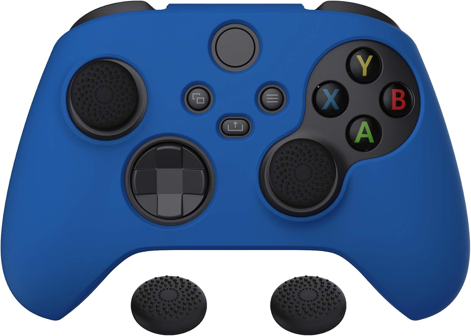 PlayVital Blue Pure Series Anti-Slip Silicone Cover Skin for Xbox Series X Controller, Soft Rubber Case Protector for Xbox Core Wireless Controller with Black Thumb Grip Caps