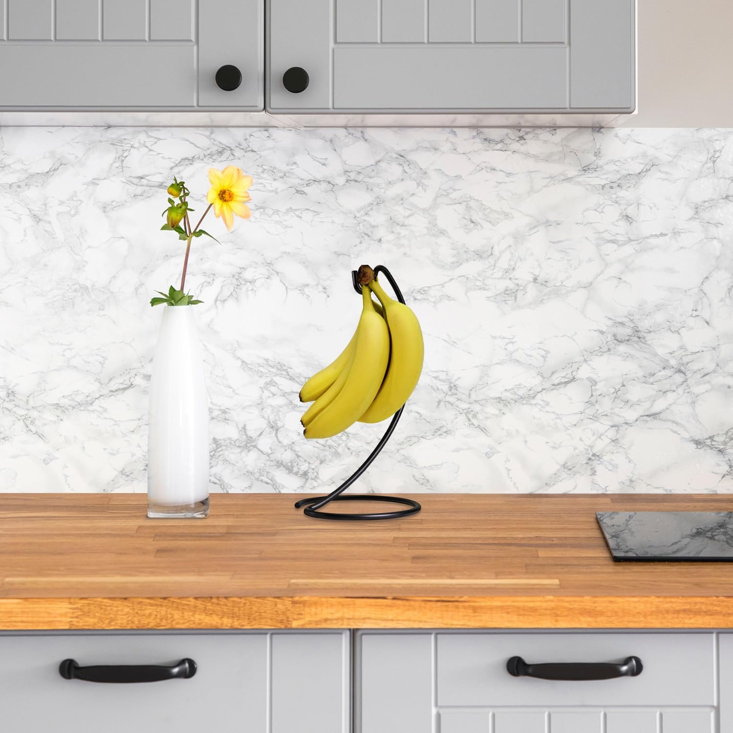 Blue Donuts Banana Hanger Modern Banana Holder Tree Stand Hook for Kitchen Countertop, Kitchen Accessories, Black Banana Stand image 5