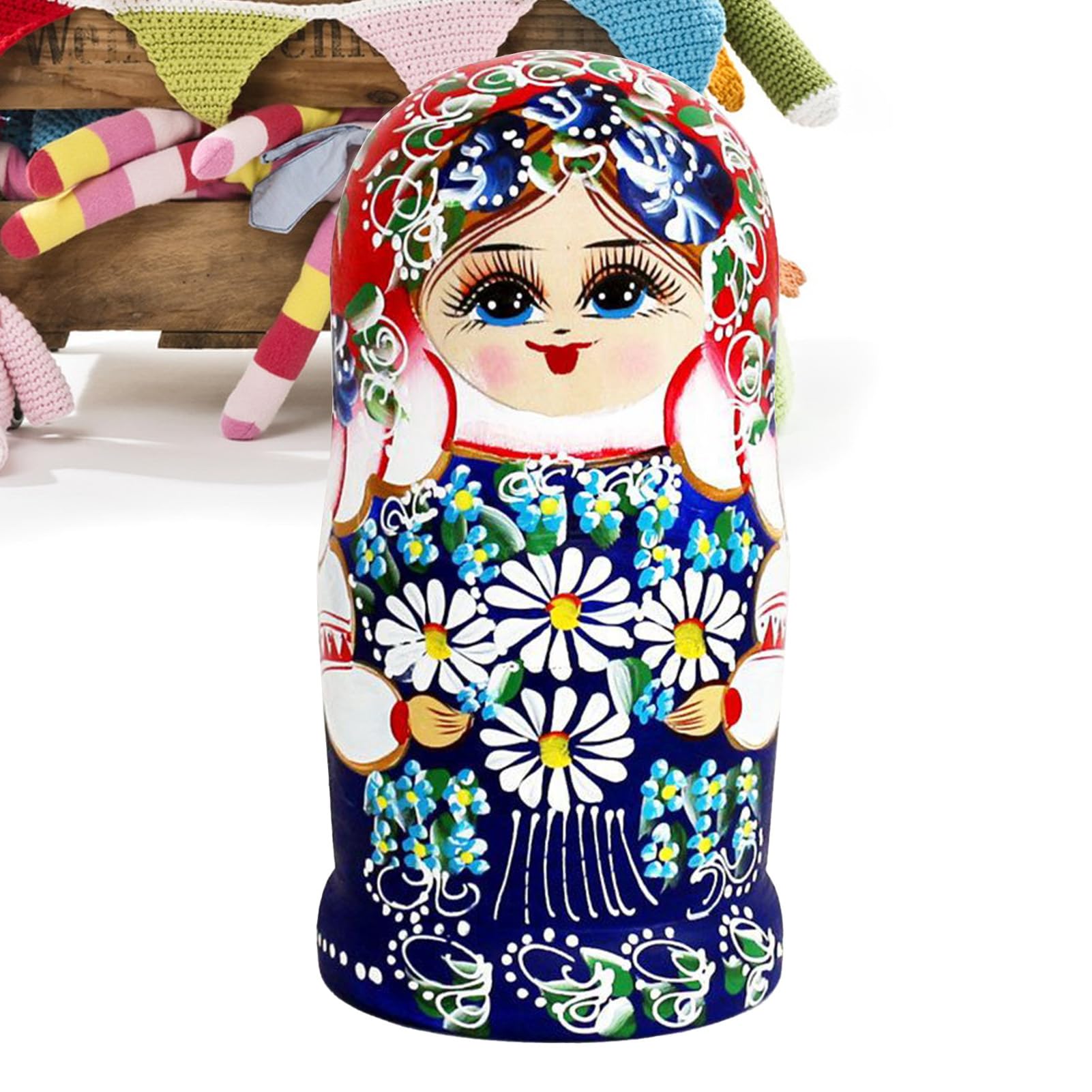 Wood Russian Nesting Dolls - Wood Daisy Pattern Desktop Decoration,Home Decor Nesting Doll | for Kids Teens Adults Collectors Students Art Lovers Birthday Holiday Office Playroom