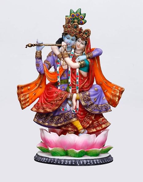 SrI Krishna CULTURE® -Polyester Hars Handgemaakte Baby Krishna Idol Staande Op Lotus Spelen Fluit (6 inch), Veelkleurig SrI Krishna CULTURE® -Polyester Hars Handgemaakte Baby Krishna Idol Staande Op Lotus Spelen Fluit (6 inch), Veelkleurig