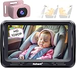 Caméra de voiture pour bébé Rohent HD 1080P - Moniteur pour nourrissons orienté vers l'arrière avec caméra de voiture à vision nocturne pour bébé, objectif grand angle de 150°, écran anti-éblouissement, installation facile, affichage ajustable à 360°