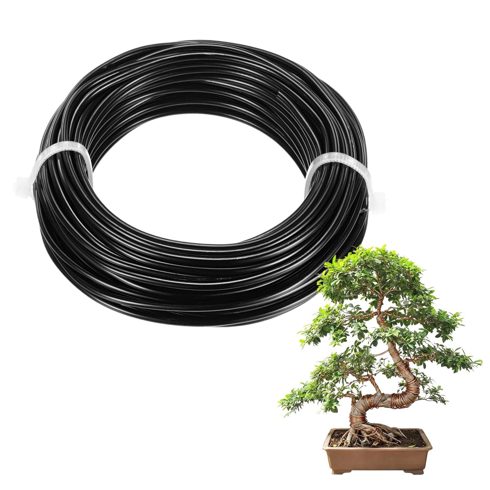 M METERXITY 1-Pack Bonsai Training Wire, 2.5mm x 33ft/10m Anodized Aluminum Bonsai Tree Wire for Gardening Branch/Fine Trunk/DIY Crafting [Black]