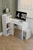 L Desk Left Direction White with Cabinet with Bookcase