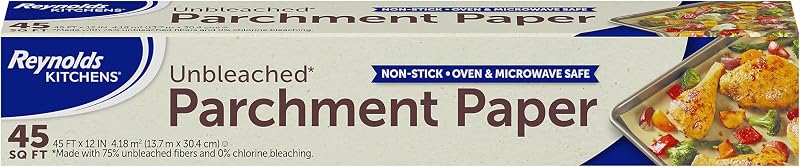 Kitchens Unbleached Parchment Paper Roll, 45sq ft | Chlorine-Free, Nonstick Baking Parchment Paper, Microwave and Oven Safe To 425F, Fits Standard Baking Sheets, 12 in x 45 ft