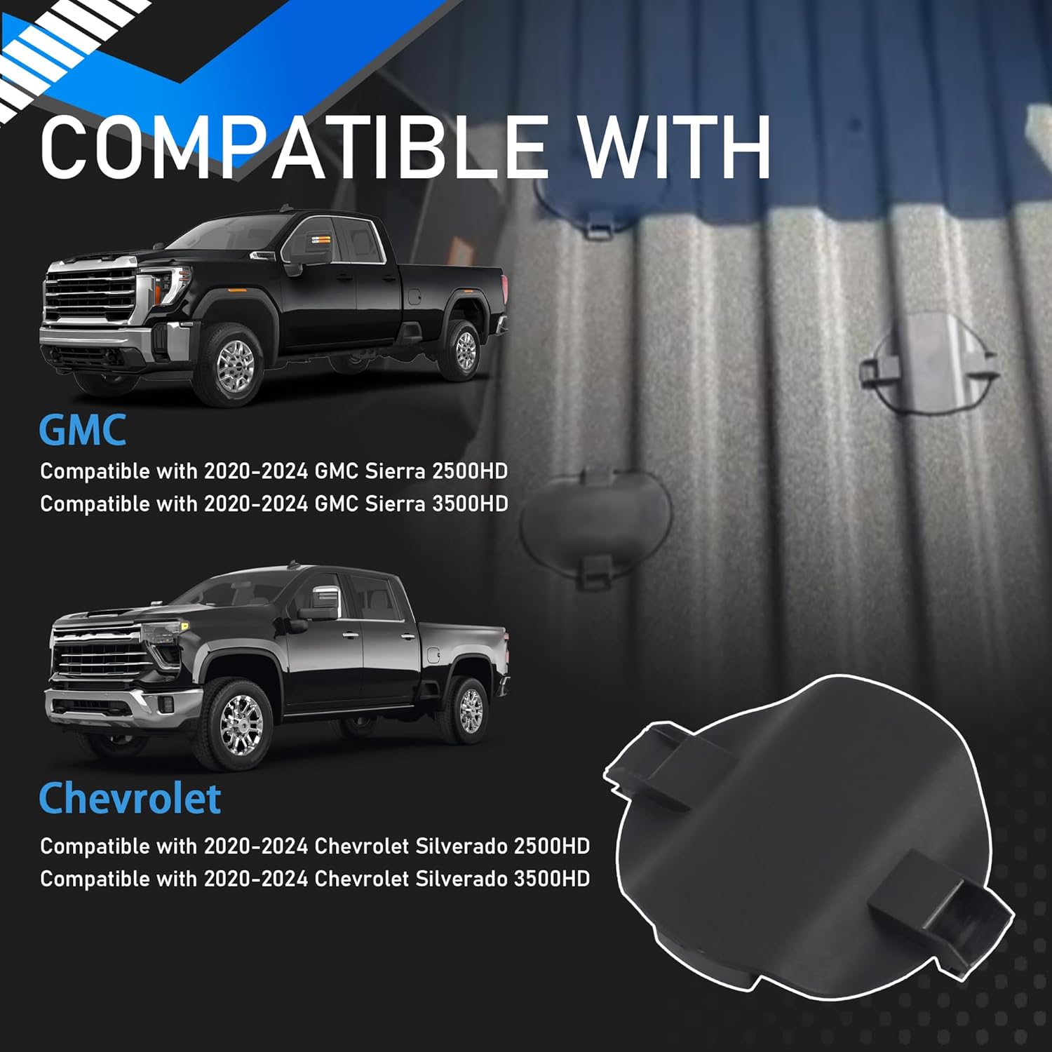 5pcs Platform Hitch 5th Wheel Mount Covers Compatible with 2020-2024 GMC Sierra 2500HD 3500HD Chevrolet Silverado 2500HD 3500HD Replaces MTG84756187 MTG84756188