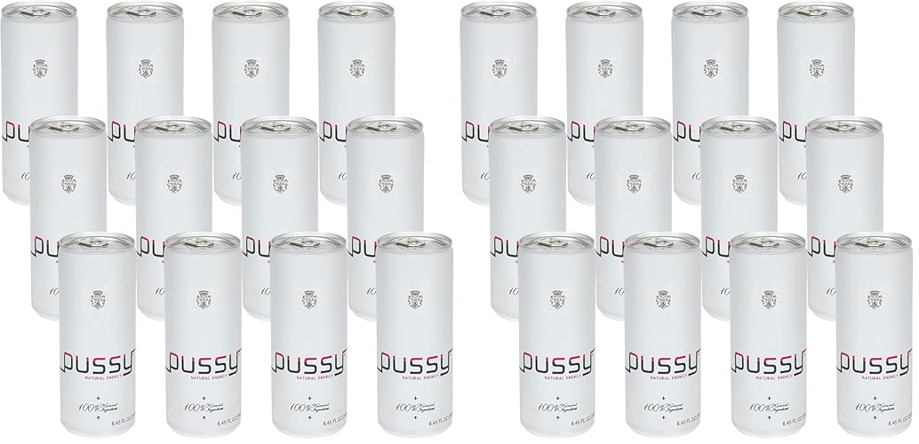 Pussy Natural Energy Drink - Carbonated Energy Drinks Pack of 24