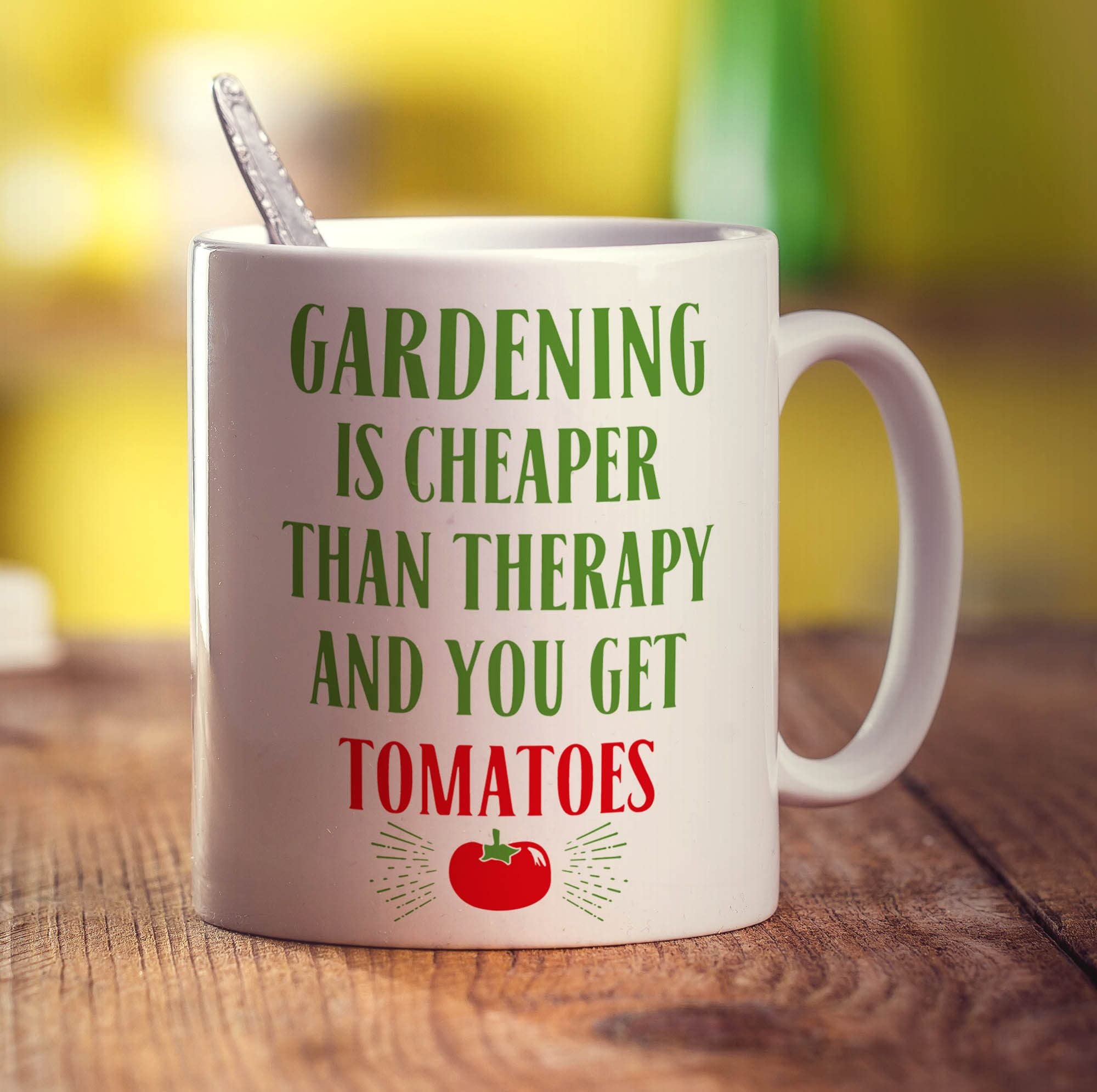 Printster White Gardening Is Cheaper Than Therapy And You Get Tomatoes Mug - 11Oz Ceramic Cup