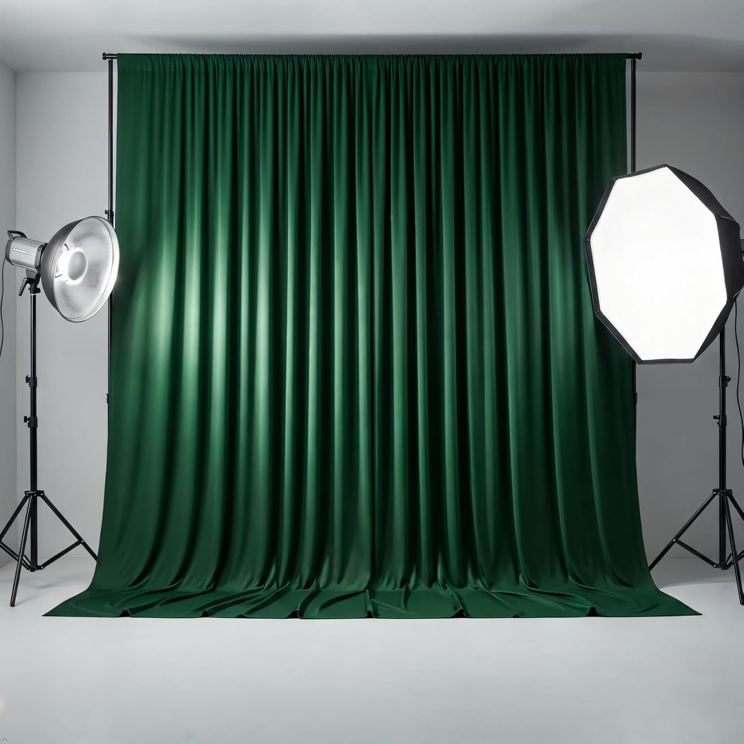 Hunter Green Backdrop Curtain - 20x10FT Back Drop Curtains for Parties Wrinkle-Free Soft Polyester Backdrop Wedding Decoration Photoground Backdrop Stain-Resistant for Back Drop Stand, 4 Panels