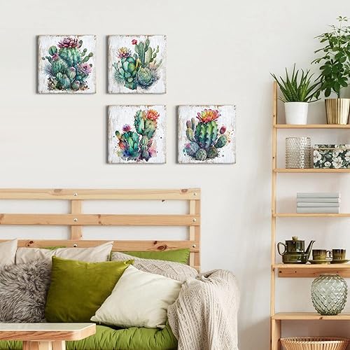 Miniatura 4 de Arte de pared de cactus para baño, cuadros mexicanos, suculentas, decoración de pared bohemia, plantas verdes, impresiones abstractas de acuarela,