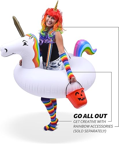 Miniatura 2 de GoSports GoFloats - Tubo de disfraz de unicornio, unicornio inflable gigante con tirantes, blanco, 45 x 36 pulgadas