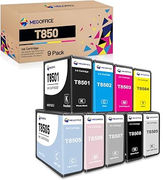 Remanufactured Ink Cartridge Replacement for T850 Ink Cartridges 80ML T8501 T8502 T8503 T8504 T8505 T8506 T8507 T8508 T8509 Ink Set for SureColor P800 Printer 9-Pack