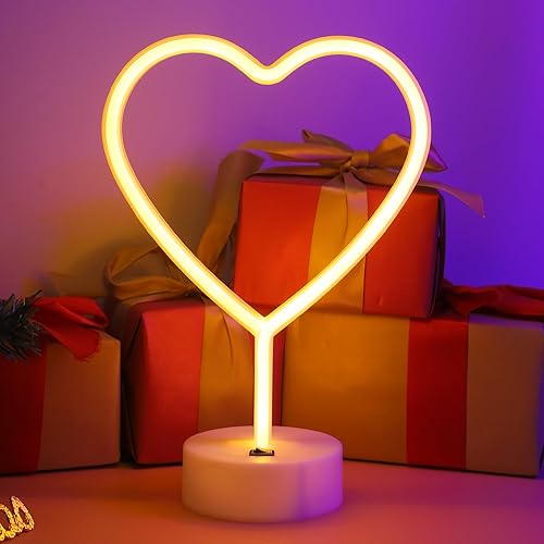 Miniatura 5 de ENUOLI - Lámpara de noche de neón con forma de corazón USB y alimentada por batería, señal de neón en forma de corazón colgante, decoración de boda