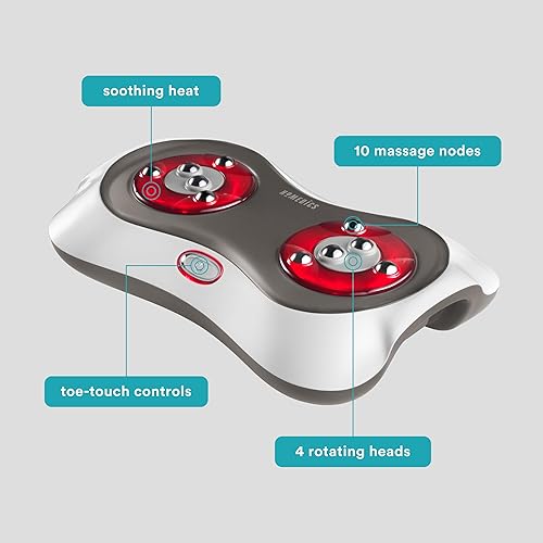 Vista 3 de HoMedics Masajeador de pies Shiatsu de lujo con calor, máquina terapéutica para amasar y rodar pies, 4 cabezales giratorios con 10 nodos de masaje