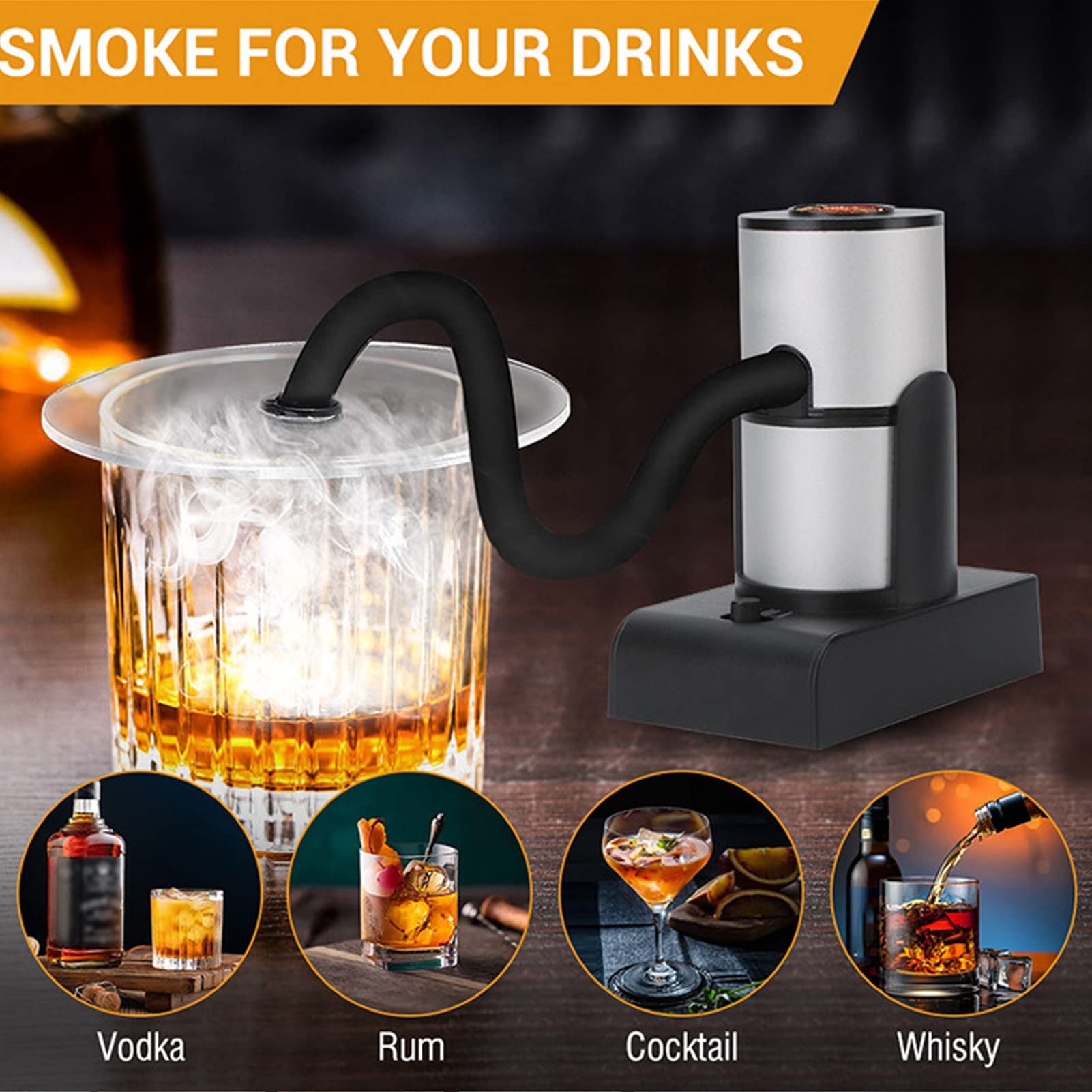 Affumicatore Per Alimenti Per Cocktail, Kit Infusore Per Affumicatore Portatile Caldo Freddo Per Uso Interno Ed Esterno, Aggiunge Un Forte Sapore Affumicato a Cocktail, Tacchino, Formaggio, Salmone di