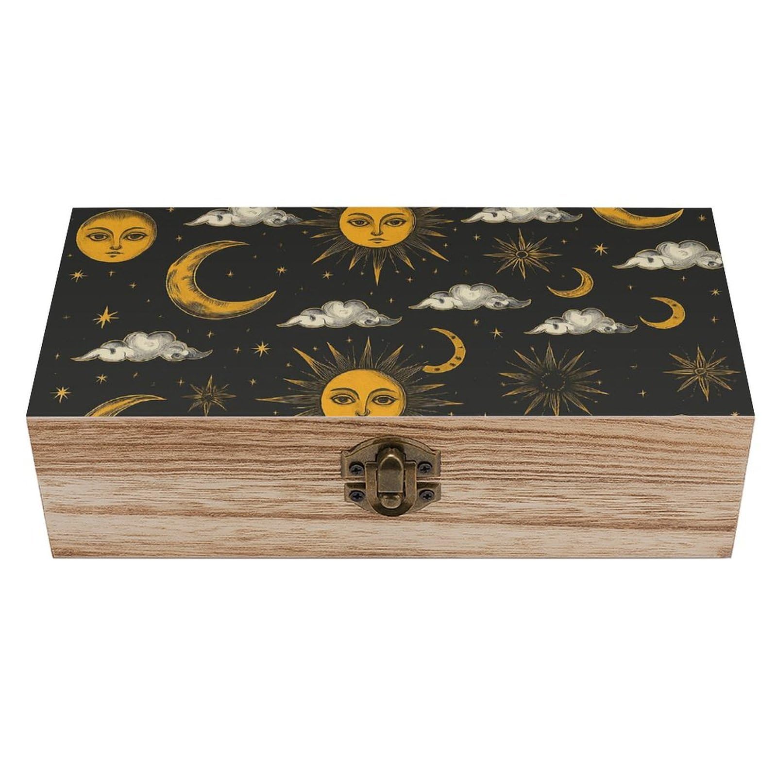 SMAZDFXX Sun, Moon, Star And Cloud Wooden Storage Box Multipurpose Decorative Box for Jewelry Photo Home Decor