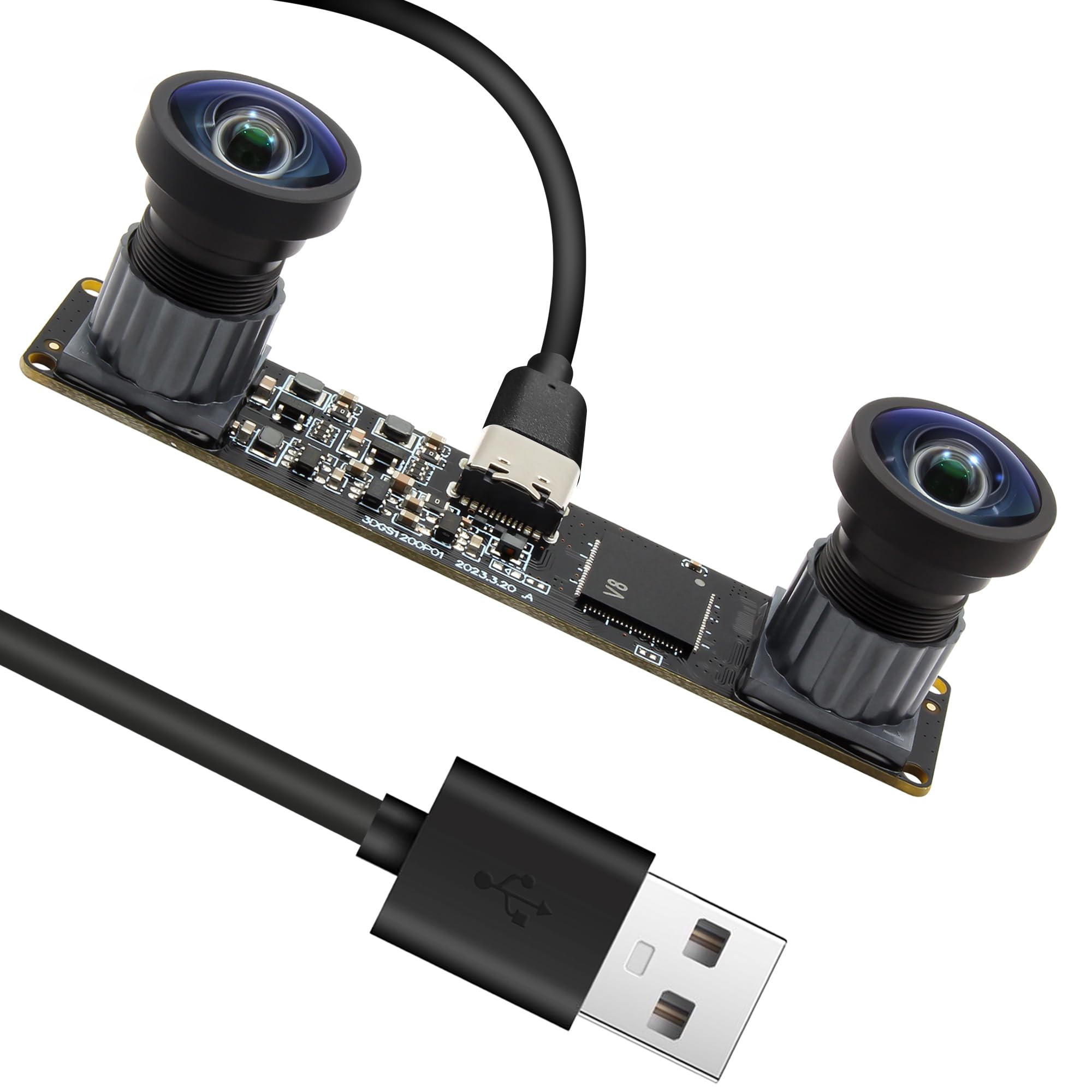 120fps stereo camera, 1200p global shutter usb camera module with wide angle dual lens, synchronization for 3d vr headset, 3d printer, motion tracking