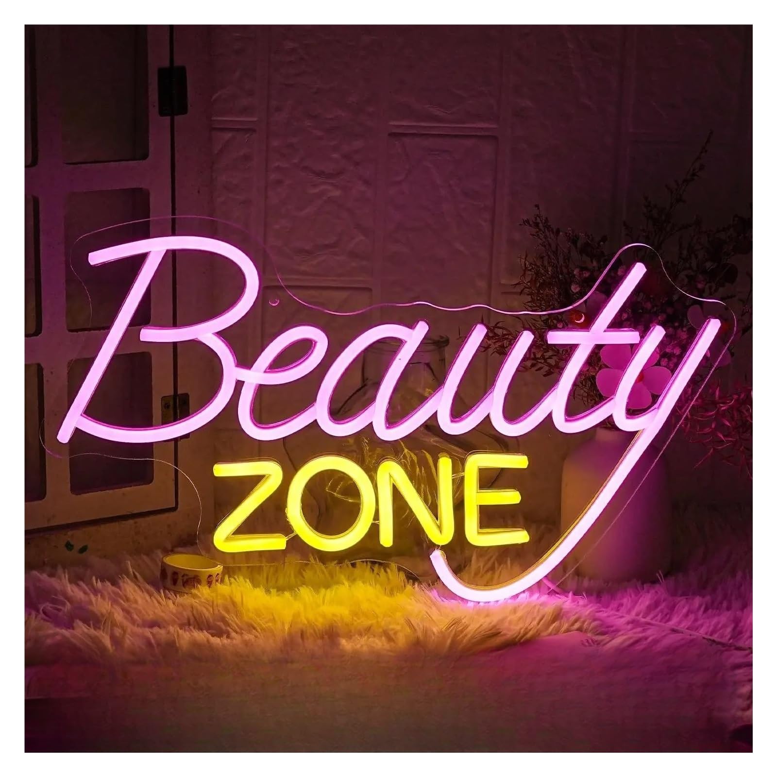 LEMST Signs Lamp Beauty Zone Neon Sign Light Powered USB for Salon Nails Studio Hairdressing Shop Barber Shop Room Decoration 42cmх25cm