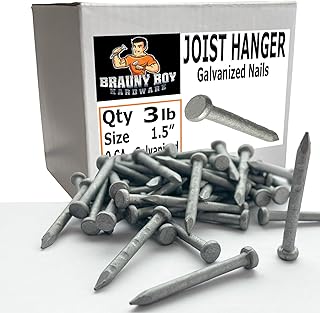 1.5â€ â€“ Galvanized Joist Hanger -Huricane Strap Nails â€“ 9 Ga - Smooth Shank Structural Connector - lbs (3, Pounds)