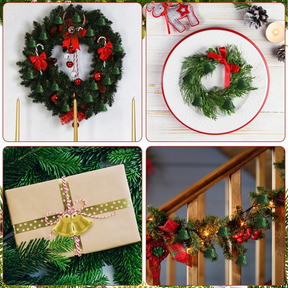 WKITK 20Pcs Jingle Bells for Crafting, Small Bells with Jute Twine, Mini Christmas Bell for Christmas Tree Decorations