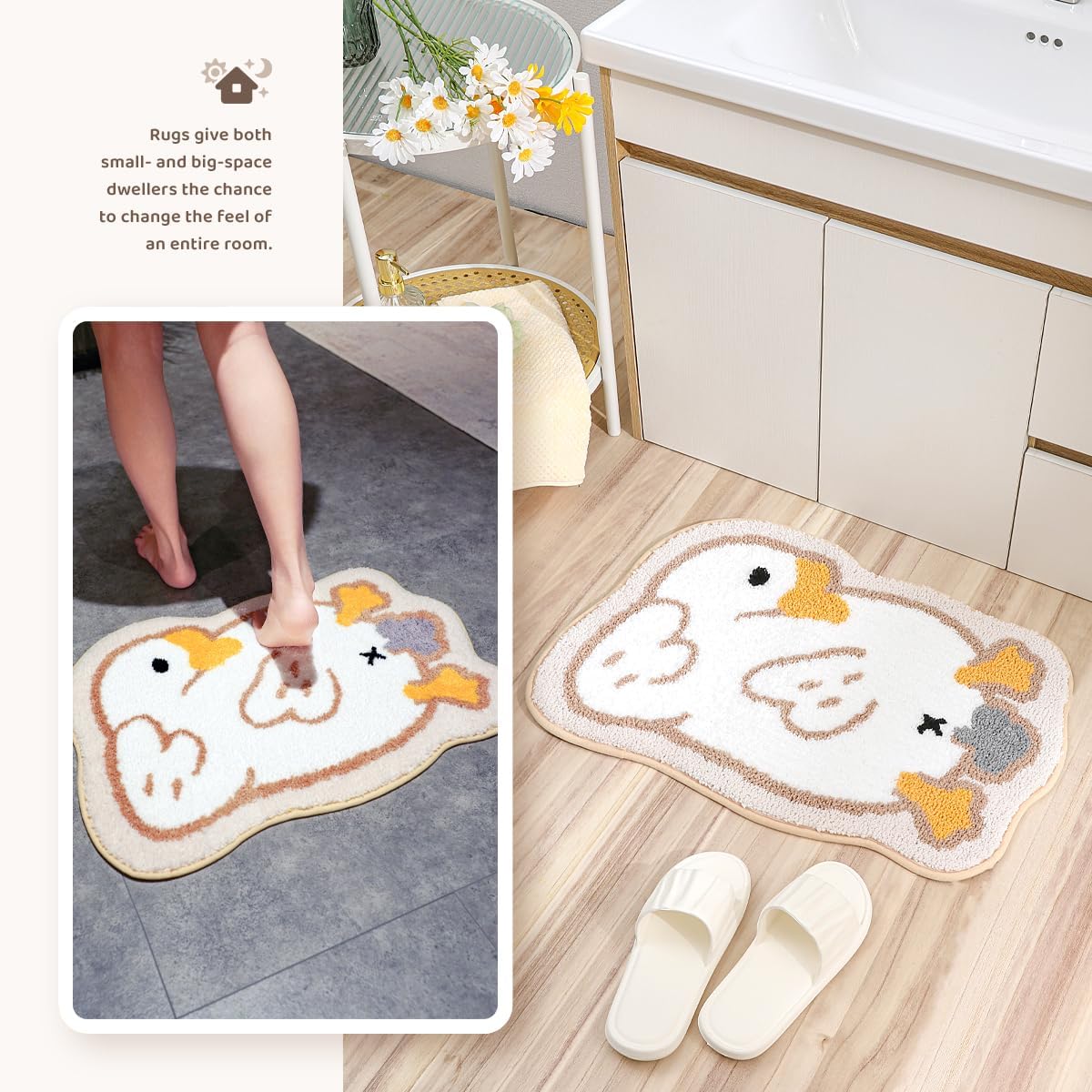 Microfiber Goose Bath Rug, Non Slip Absorbent Bathroom Rugs with TPR Backing, Ultra Soft Bath Room Floor Mat Kitchen Restroom Living Room Carpet, 18" x 26"